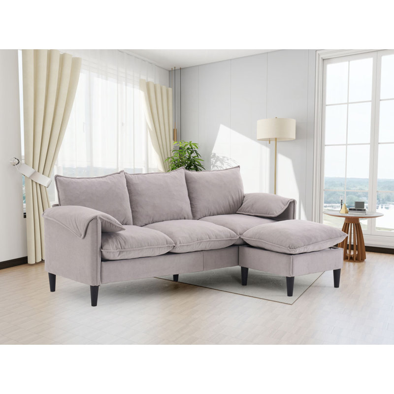 onvertible Combination Sofa Sofa L-Shaped Sofa with Footstools with Storage, Beige