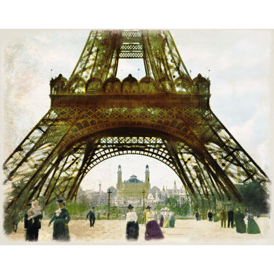 Vintage Eiffel Tower Scene - Painting Print