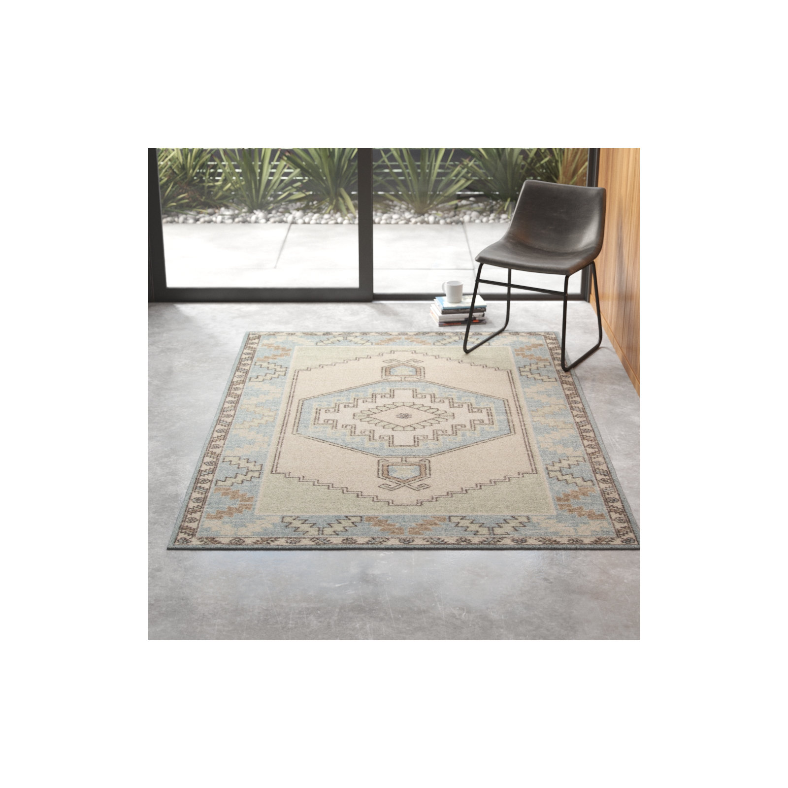 Fletcher Light Blue/Beige/Light Brown Rug, Rectangle 9'9" x 12'6"