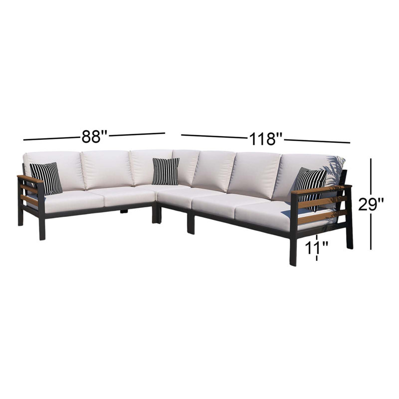 Townsend Outdoor 6 Person Sectional Seating Group With Sunbrella Cushions