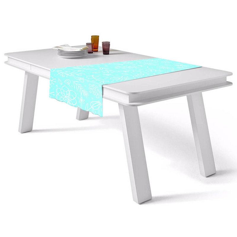 Chemin de table Chertsey, Bleu / blanc