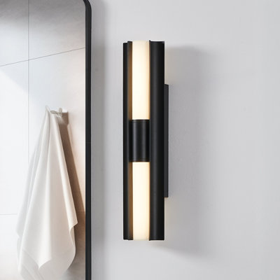 Luminaire pour meuble-lavabo à DEL 5ccT avec abat-jour en verre opale blanc texturé 2 lumières à DEL 5cc Weimar