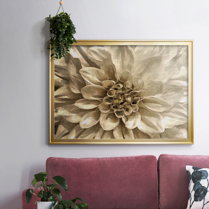 Neutral Wall Flower I, reproduction d'art sur toile, Or, H 14 po x l 20 po x P 1,5 po