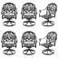 Chaise de patio pivotante en fonte d'aluminium 6 pièces avec structure noire et coussins bruns-131517504
