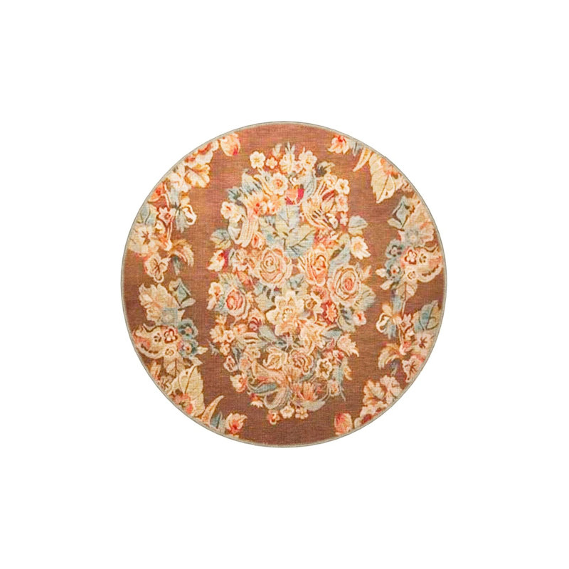 Floral Themed Mixed Flower Rose Patterned Fringed Vintage Decorative Carpet, Rectangle 3'4" x 6'7"