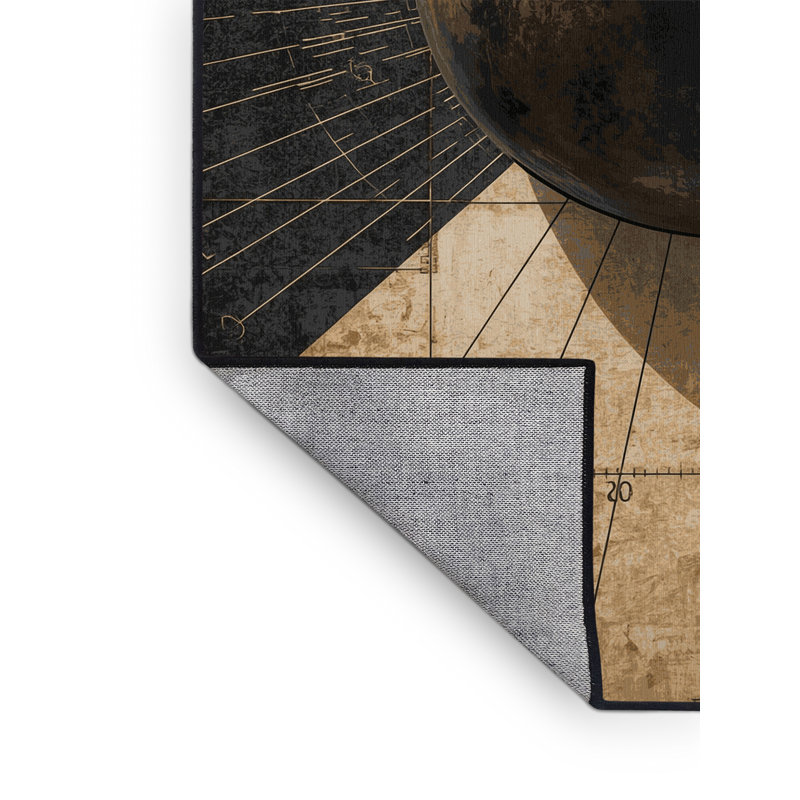 Machine Washable Hambrook Shot Put Industrial Rug in Black – Black Binding, 5x7