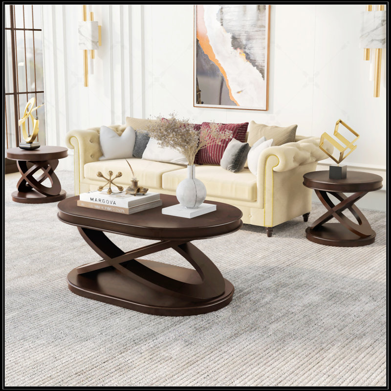 Ensemble de 3 tables basses Retro, Espresso