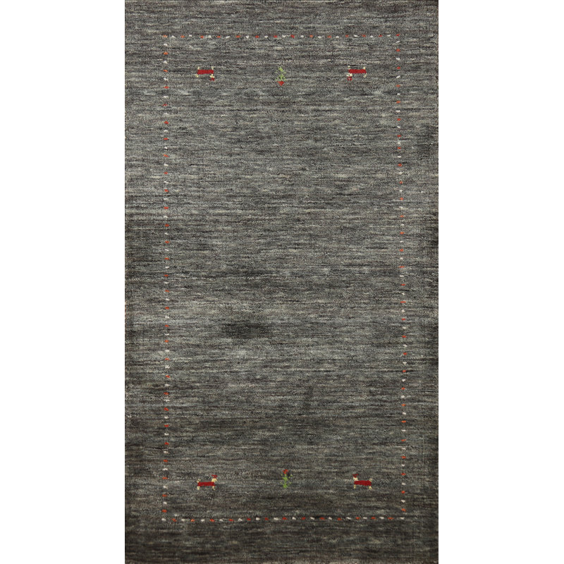 Tapis gris anthracite de style Gabbeh 3 x 6