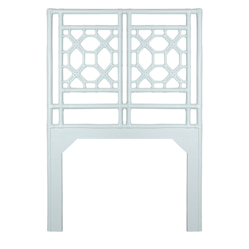 Lit plateforme à dossier en treillis, Simple TG, Bleu clair