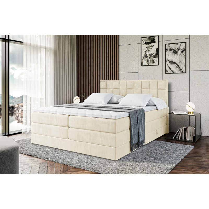 Bed, 160cm W x 200cm L, Beige