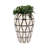 Pottery Floor Vase with Pattern Accent for Home Decor - Sculptural Tall Flower Vase for Living Room and Corner Styling - Ivory & Black-1860557444