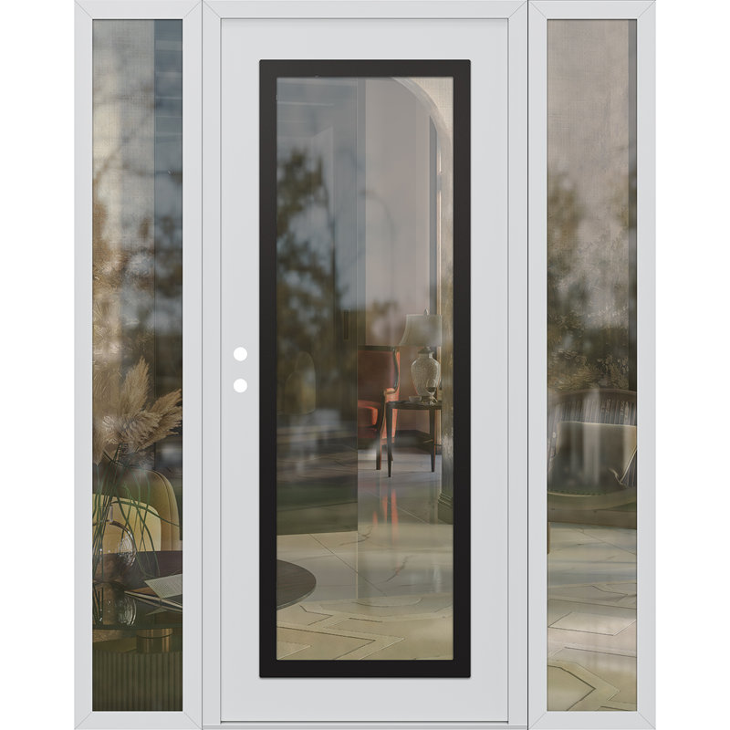Porte d'entrée en acier pré-suspendue, L 69 po x H 81,69 po, Clair, Oui