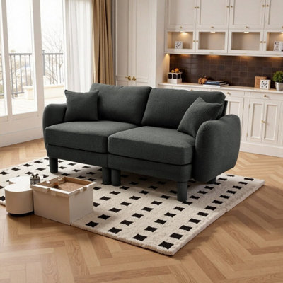 Causeuse moderne à 2 places en tissu avec pieds cylindriques et support à ressorts Modern
