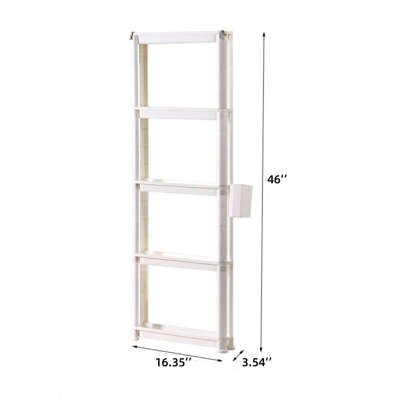 Slim 5-Tier Plastic Storage Cart with Wheels – Multi-Functional Storage Organizer, 46" x 16.35" x 3.54"