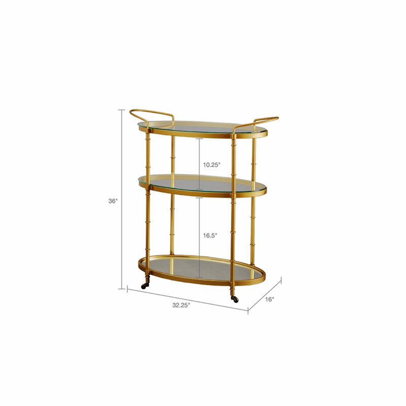 Chariot-bar à 2 tablettes avec tablettes élisabel