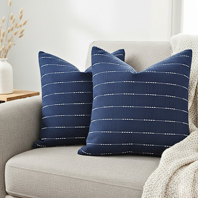 Coussin décoratif rayé, coussin en coton avec rayures tissées