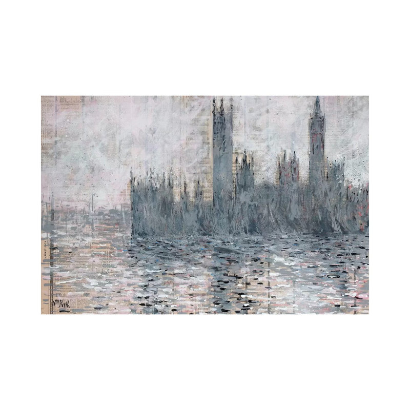 Westminster, Grey 1 Piece Wrapped Canvas Painting, 45.72cm H x 66.04cm W x 1.91cm D