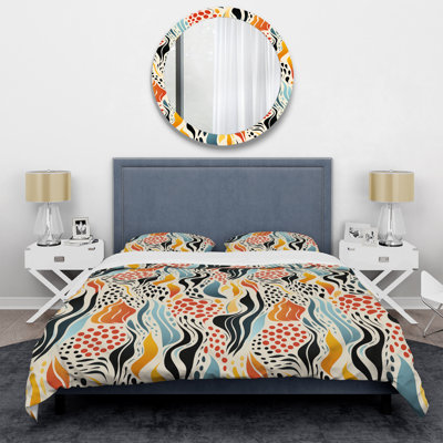 Ensemble de housse de couette Abstract Coral Reef Multicolor Azure