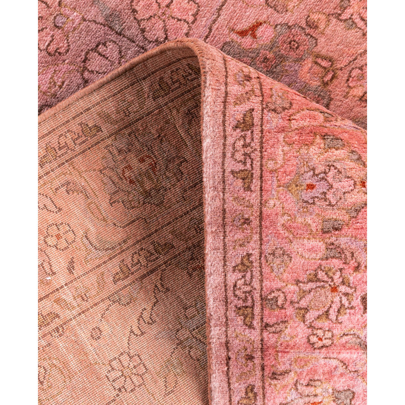 Tapis rose en laine noué à la main Cunha 3 pi 2 po x 5 pi 5 po