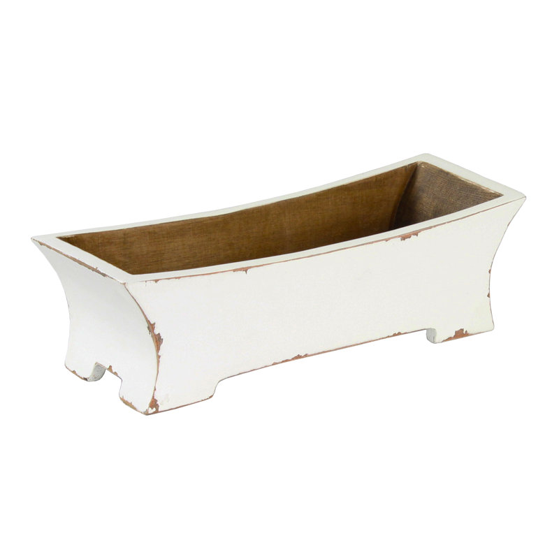 Boîte de planteur de bois rectangulaire, blanc