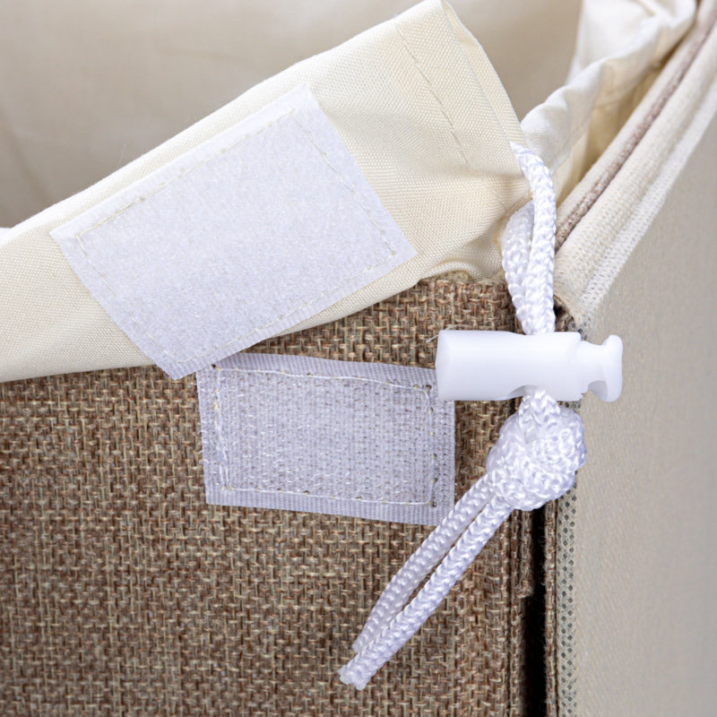 Latte Collapsible Polylinen Laundry Hamper with Lid and Wheels