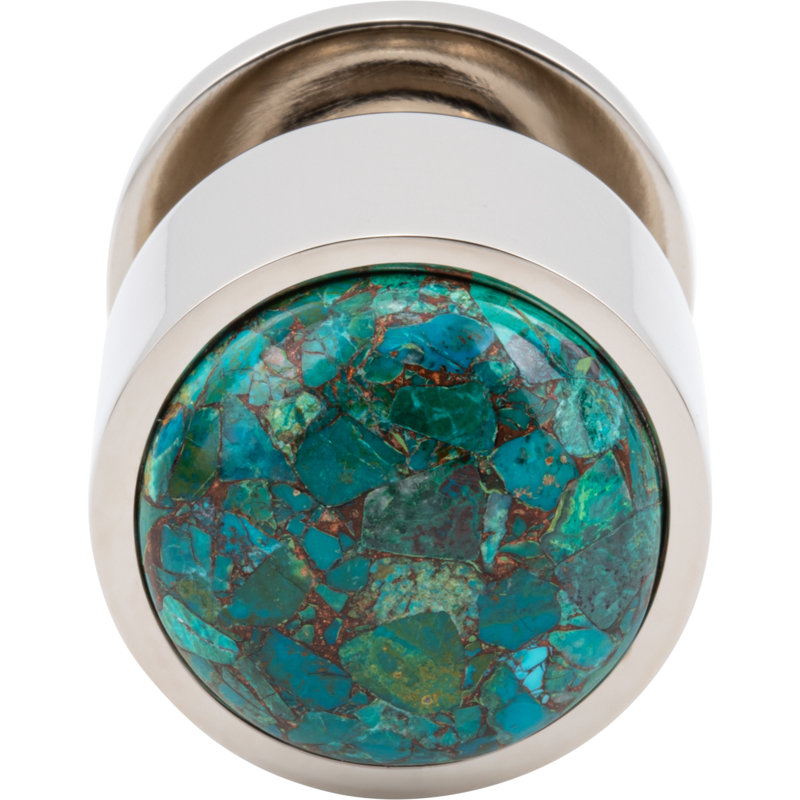 Firesky Diameter Knob, Mohave Turquoise, Polished Nickel, 1 3/8"