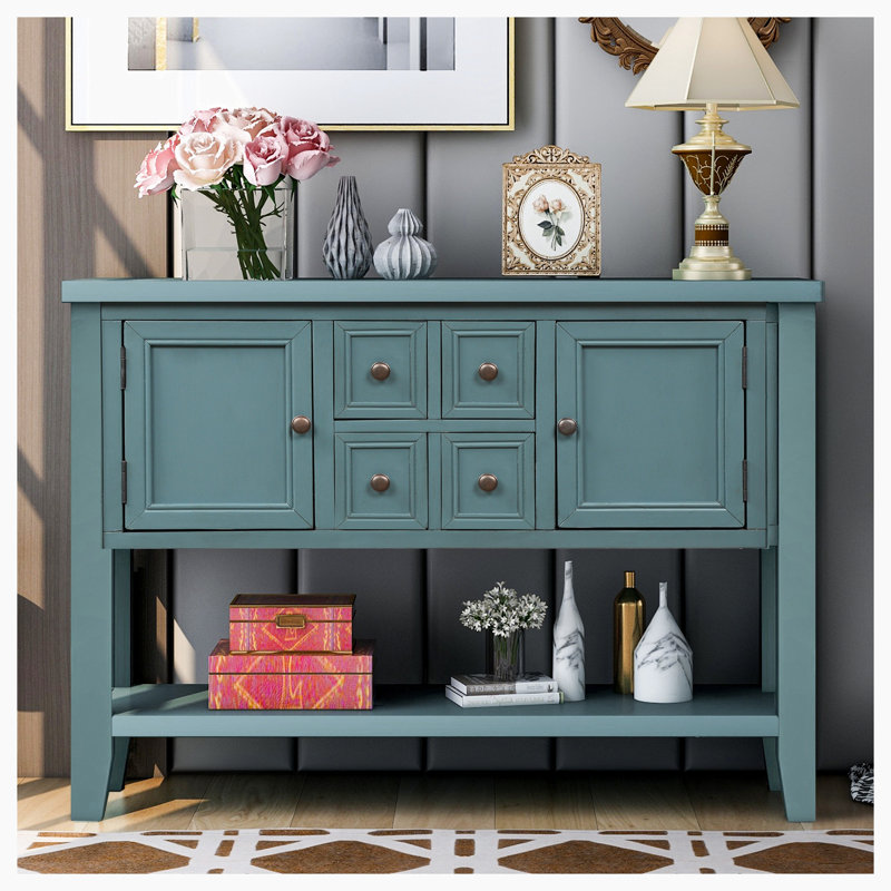 Delfausse 44.5'' Solid Wood Sideboard, Dark Blue