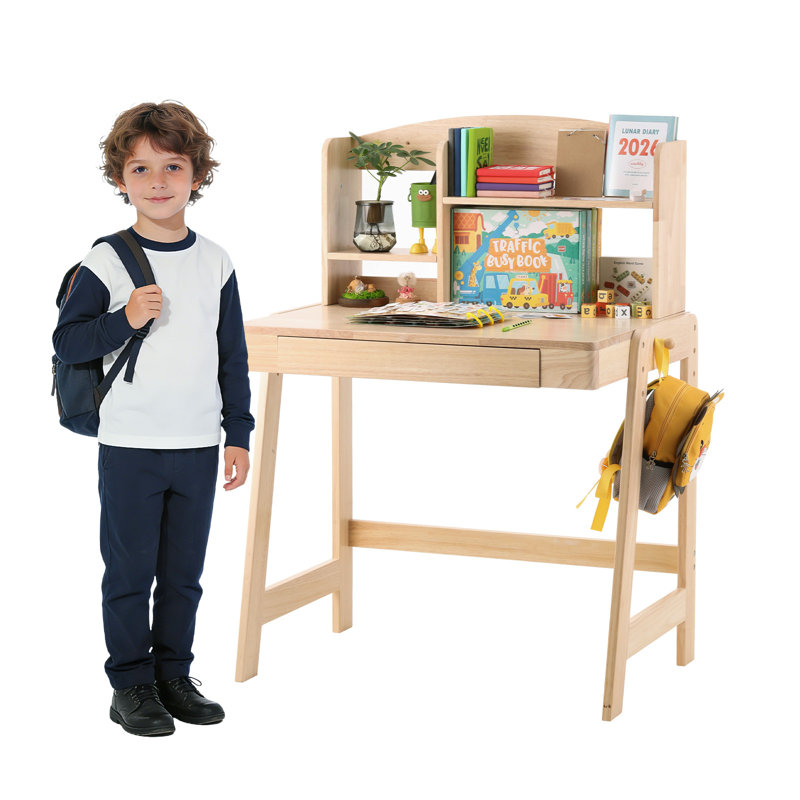 Solid Wood Study Desk With Storage