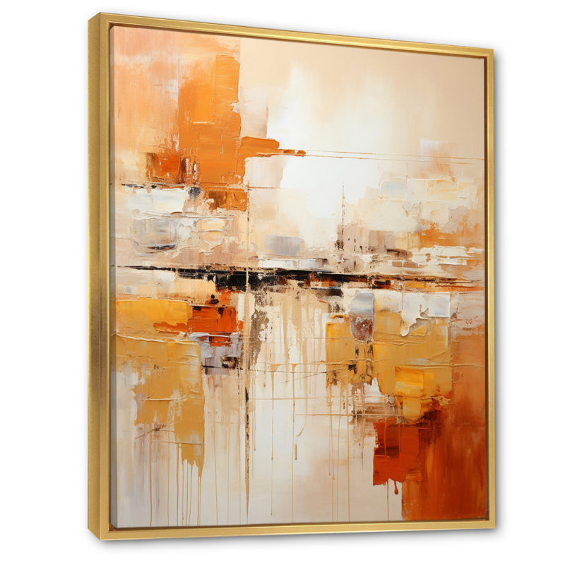 Glam Orange Beige Collage II - Fashion Framed Wall Art, Gold Floater Frame, 32" H x 24" W