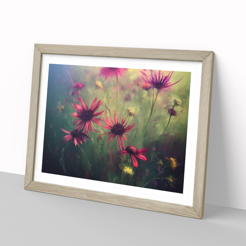 Mesmerising Wildflowers Floral - Single Picture Frame Painting, 46cm H x 64cm W x 2cm D, Oak