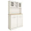 Grande armoire à déchets de 67,7 po avec 3 tablettes réglables, 2 tiroirs et 1 bac basculant. Design moderne blanc pour la cuisine, la salle à manger, le salon. Rangement suffisant, poubelle cachée, peint