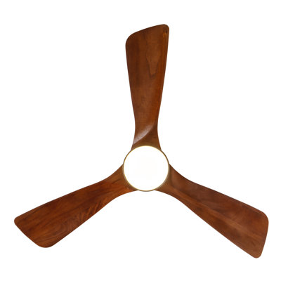 Ventilateur de plafond encastré noir de 42 pouces avec lumière: DEL à intensité variable (3 couleurs), moteur à courant continu réversible intérieur / extérieur, 3 pales en bois massif pour la chambre à coucher, patio.