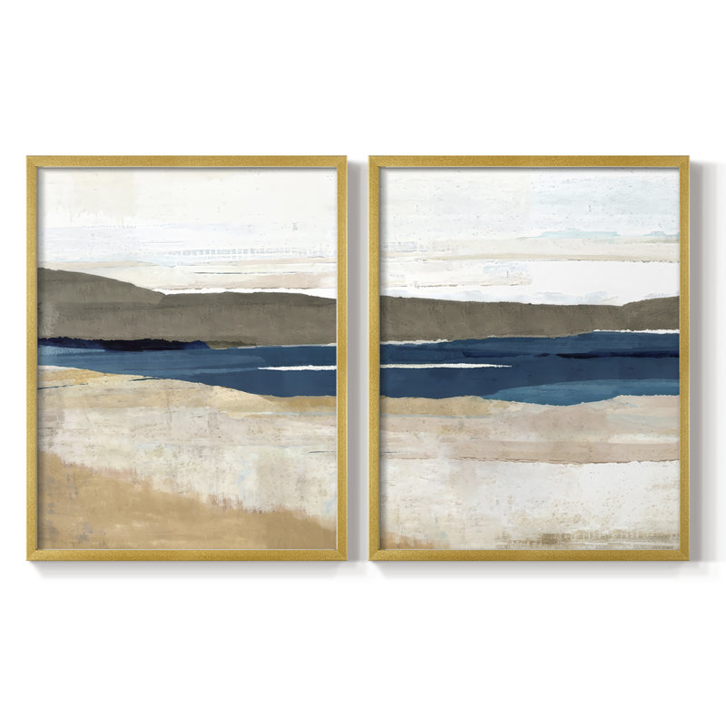 Reproduction encadrée Buttermere Triptych I-Premium - prête à être accrochée - aucun clou requis - aucun clou requis, Doré