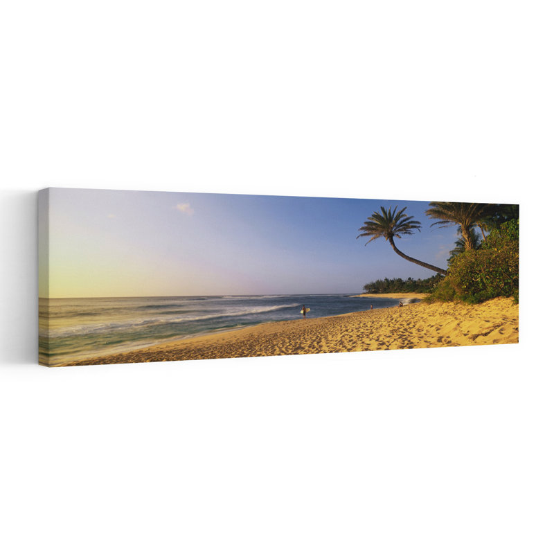 «Surfer On Beach Hi Abstract Palm Tree Beach», art mural, H 36 po x l 12 po