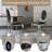 Modern Marble Dining Set, 70" Faux Marble Rectangle Table with X-Shaped Stainless Steel Base and Oval High-Back Chairs (Set of 7)-658941526-658941527