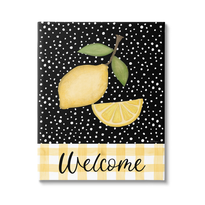 «Country Welcome Sign Polka Dot» par Lisa Larson Licensing - impression sur toile, Toile tendue, H 20 po x l 16 po x P 1,5 po