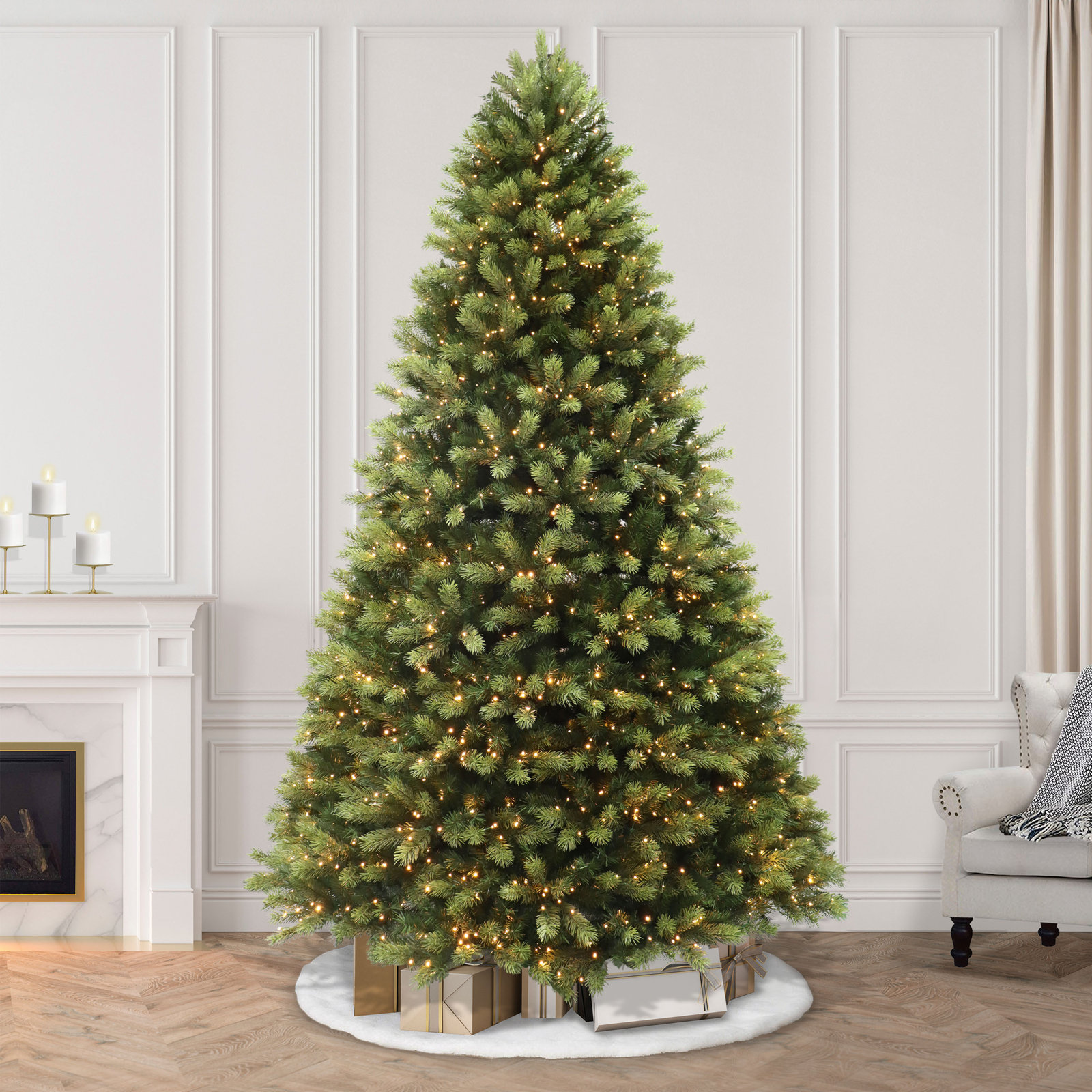 Pre-Lit Pine Christmas Tree, 7.5' H