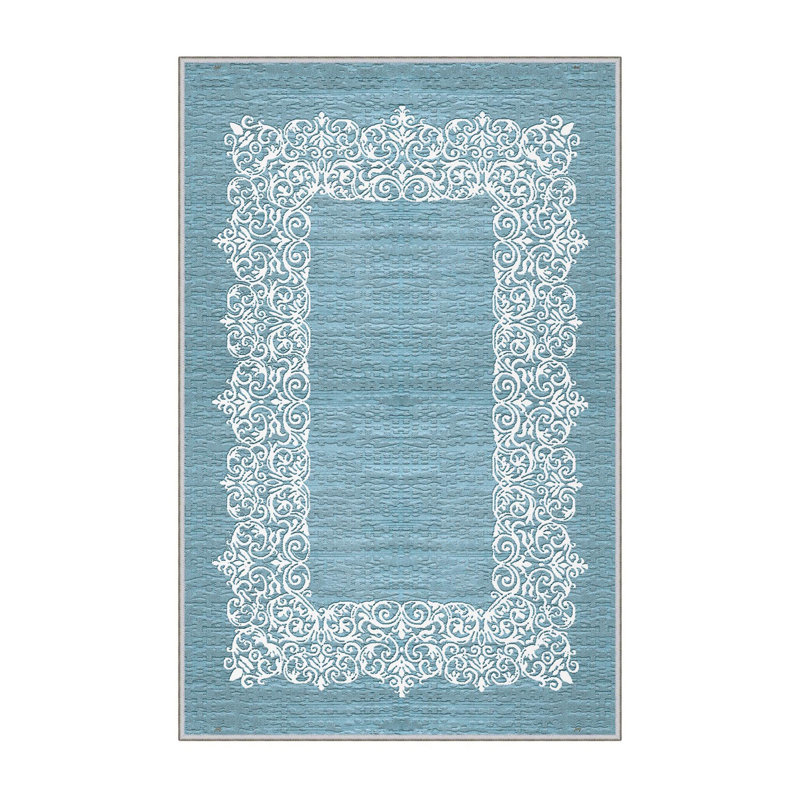 Antibacterial Woven Carpet (2.6 x 4.0 ft), 100% Polyester, 0.3 in Pile Height | Non-Slip PVC Dot Underside, 3D Digital Printing | Machine Washable, Easy Care for Living Room, Bedroom & Office