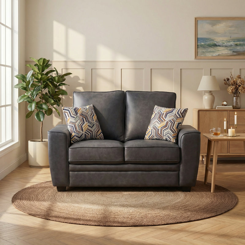 Ensemble de salon en tissu 2 pièces avec causeuse et canapé Marciniak, Gris