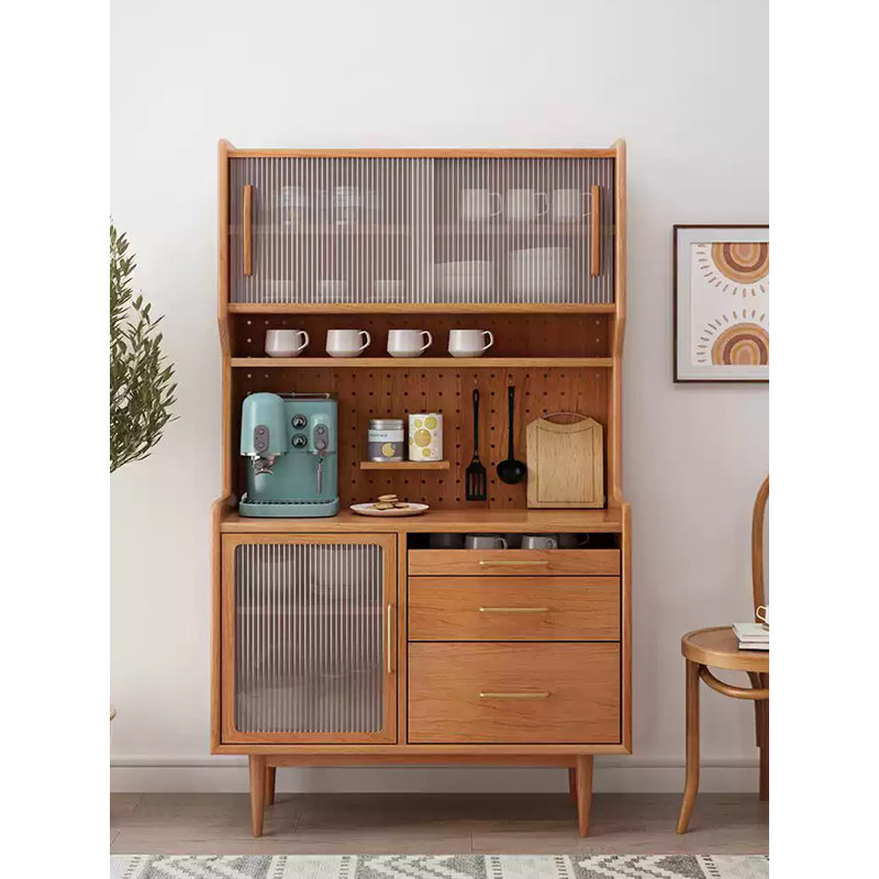 Scandinavian Cherry Wood Storage Food Cabinet
