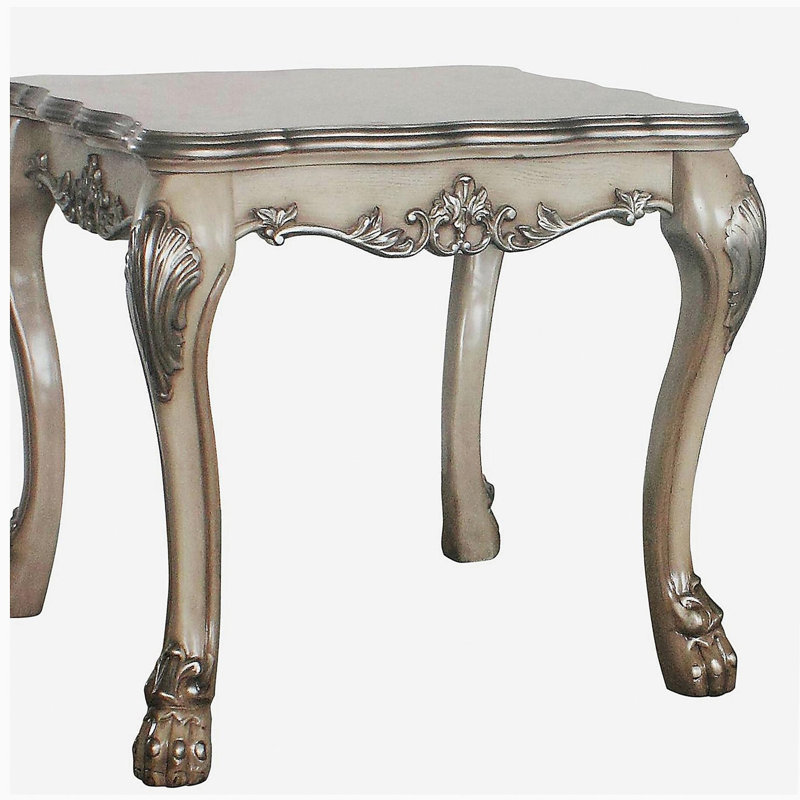 Table de bout carrée rétro blanc os