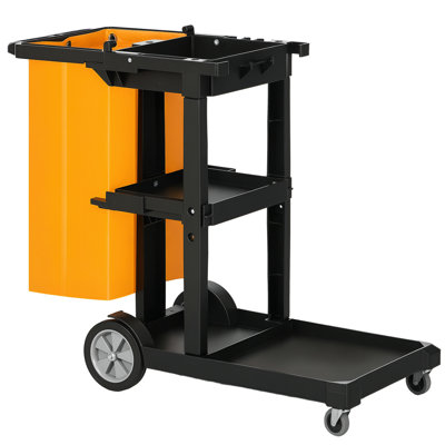 Conciergerie sur roulettes, chariot de nettoyage avec sac poubelle, noir
