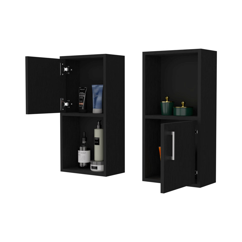 2 armoires à pharmacie avec rangement et tablette ouverte, noir