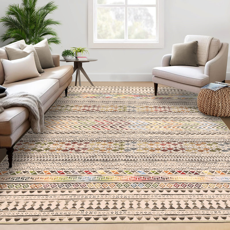Machine Washable Area Rugs for Living Room Non-Slip Rug Durable Floor Carpet Easy-Cleaning Rug, Rectangle 8' x 10'