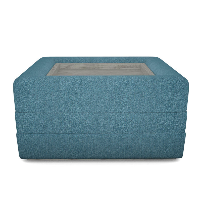 Boyden By Thom Ficilia Square Ottoman, Ian Lagoon, Dove Gray