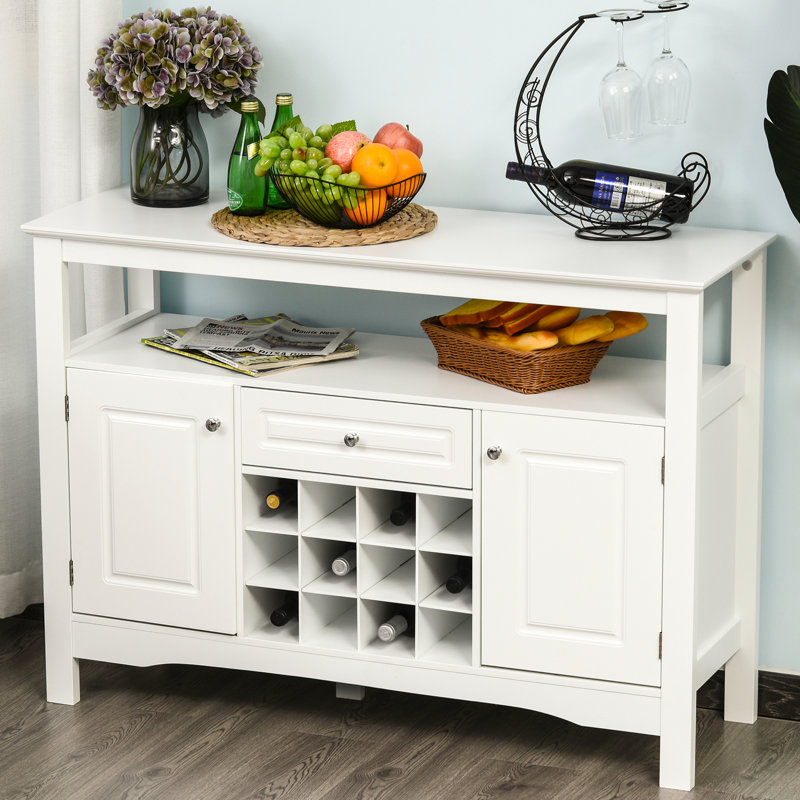 Buffet moderne avec rangement en bois naturel avec tiroir et armoire à vin Brycine, Noir