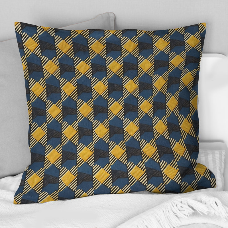 Coussin jaune moderne Modern Houndstooth II, H 18 po x l 18 po