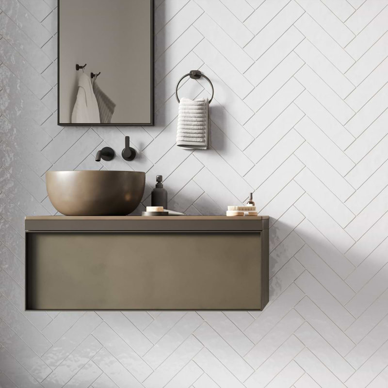 Lancaster Polished Ceramic Wall Tile, White