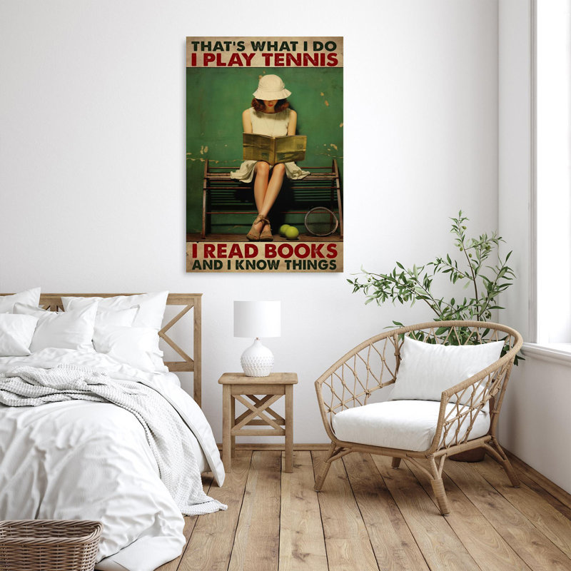 «Marqis Woman I Play Tennis I Read», livres sur toile, H 20 po x l 16 po x P 1,25 po