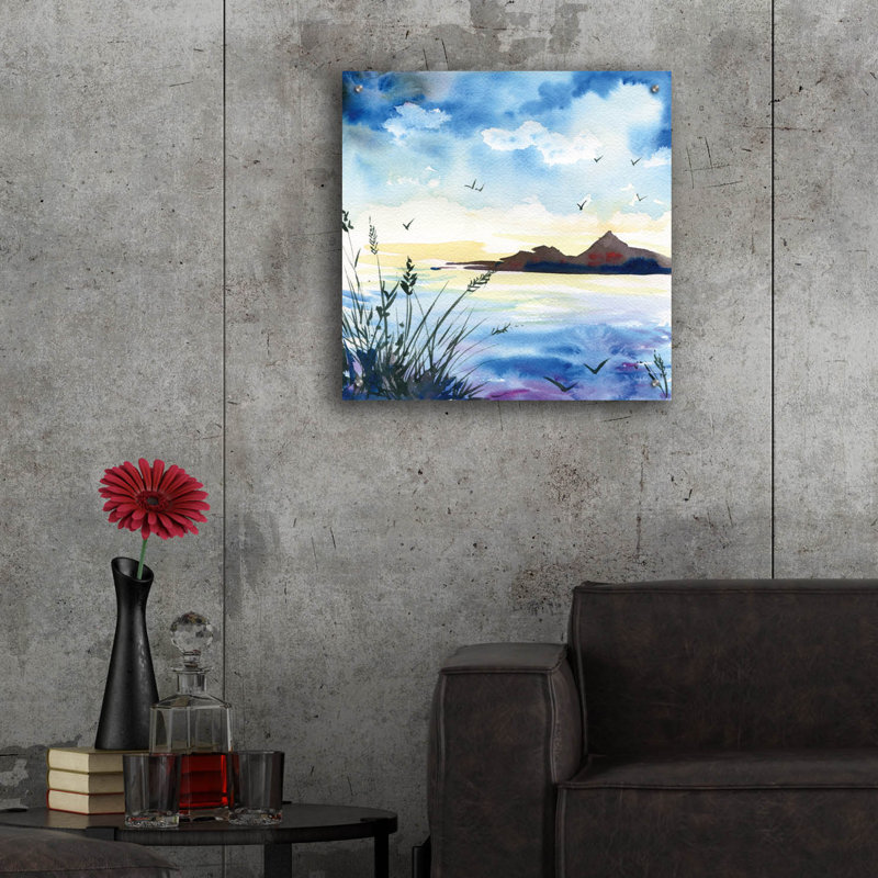 Art mural en verre Dusk 'par Kristy, H 24 po x l 24 po x P 0,2 po